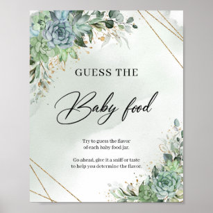 Succulents eucalyptus greenery Guess The Baby Food Poster