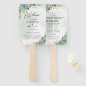 Succulents eucalyptus Hochzeitsprogramm Fan Fächer (Vorne und Hinten)