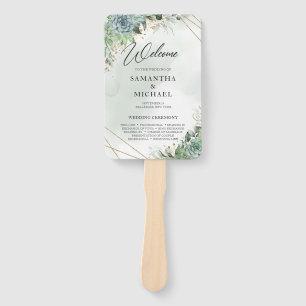 Succulents eucalyptus Hochzeitsprogramm Fan Fächer