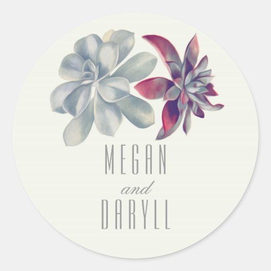 Succulents floral Bouquet Wedding Runder Aufkleber (Vorderseite)