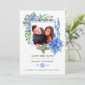 Succulents Foto Wedding Save The Date (Stehend Vorderseite)