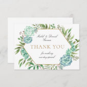 Succulents Geometric Frame Wedding Danke Karte (Vorne/Hinten)