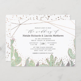Succulents Geometric Terrarium Cactus Wedding Einladung