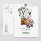 Succulents Geometric Wedding Foto Vielen Dank Postkarte (Vorne/Hinten)