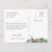 Succulents Geometric Wedding Foto Vielen Dank Postkarte (Rückseite)