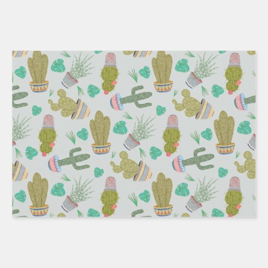 Succulents Gift Wrapping Paper Geschenkpapier Set (Vorderseite 2)
