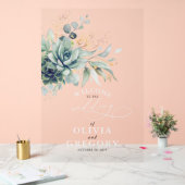Succulents Gold Blätter Grüne Hochzeit Willkommen Acrylschild (Hochzeit)