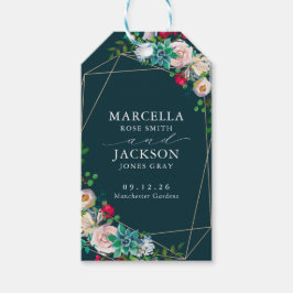 Succulents & Gold Chic Wedding Geschenkanhänger