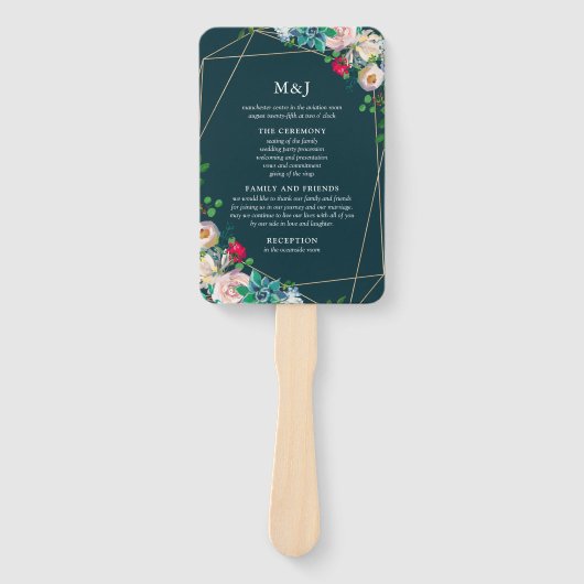 Succulents & Gold Chic Wedding Program Fächer (Vorderseite)