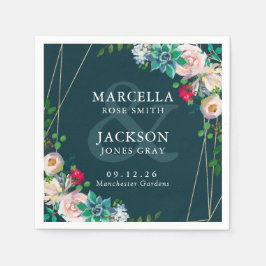 Succulents & Gold Chic Wedding Serviette