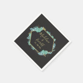 Succulents Gold Frame Any Color Wedding Monogram Serviette (Ecke)
