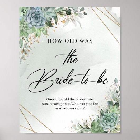 Succulents gold frame Wie alt war die Braut zu sei Poster (Vorne)