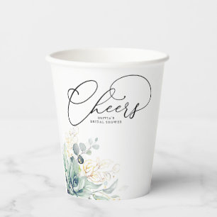 Succulents Gold Greenery Blätter Elegante Moderne Pappbecher