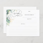 Succulents Gold Greenery Brautparty Rezept Card (Vorne/Hinten)