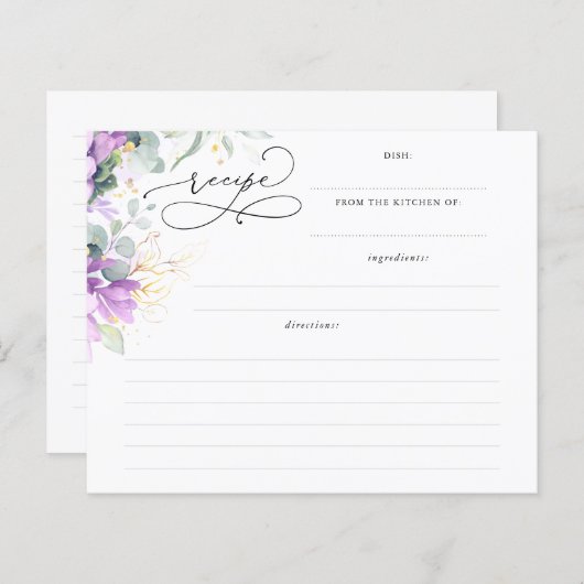 Succulents Gold Greenery Brautparty Rezept Card (Vorne/Hinten)