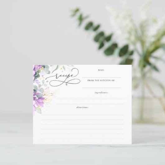 Succulents Gold Greenery Brautparty Rezept Card (Stehend Vorderseite)