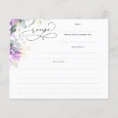 Succulents Gold Greenery Brautparty Rezept Card (Vorderseite)