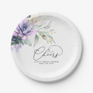 Succulents Gold Greenery Elegant Modern Cheers Pap Pappteller