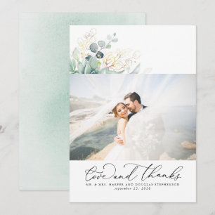 Succulents Gold Greenery Elegant Wedding Vielen Da Dankeskarte