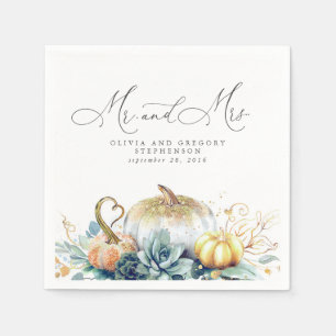 Succulents Gold Pumpkins Hochzeit im Herbst Serviette