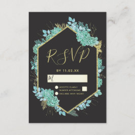 Succulents Gold Rahmen für jeden farbigen Hochzeit RSVP Karte