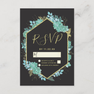 Succulents Gold Rahmen für jeden farbigen Hochzeit RSVP Karte