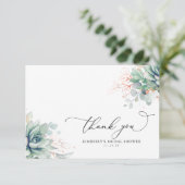 Succulents Green Brautparty Vielen Dank Dankeskarte (Stehend Vorderseite)