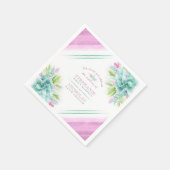 Succulents green rosa Aquarellfarben Custom Hochze Serviette (Ecke)