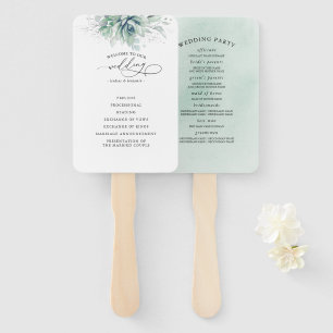 Succulents Green Wedding Program Hand Fan Fächer