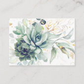 Succulents Green Wedding Website Card Visitenkarte (Rückseite)