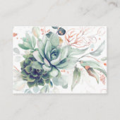 Succulents Green Wedding Website Card Visitenkarte (Rückseite)