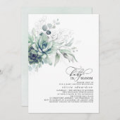 Succulents Greenerge Gold Blätter Boho Baby Shower Einladung (Vorne/Hinten)