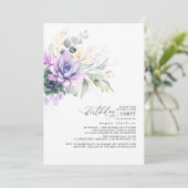 Succulents Greenerge Gold Blätter Boho Birthday In Einladung (Stehend Vorderseite)