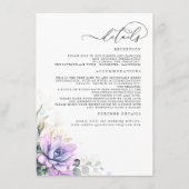 Succulents Greenerge Gold Blätter Wedding Details  Begleitkarte (Vorderseite)