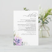 Succulents Greenerge Gold Blätter Wedding Details  Begleitkarte (Stehend Vorderseite)