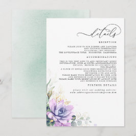 Succulents Greenerge Gold Blätter Wedding Details Begleitkarte