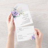 Succulents Greenerity and Gold Blätter Wedding All In One Einladung (Abreißen)