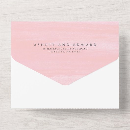 Succulents Greenerity and Pink Blume Boho Wedding All In One Einladung (Rückseite)