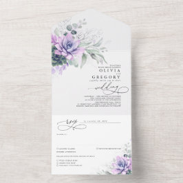 Succulents Greenerity and Silver Blätter Wedding All In One Einladung