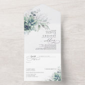 Succulents Greenerity and Silver Blätter Wedding All In One Einladung (Innen Boden)