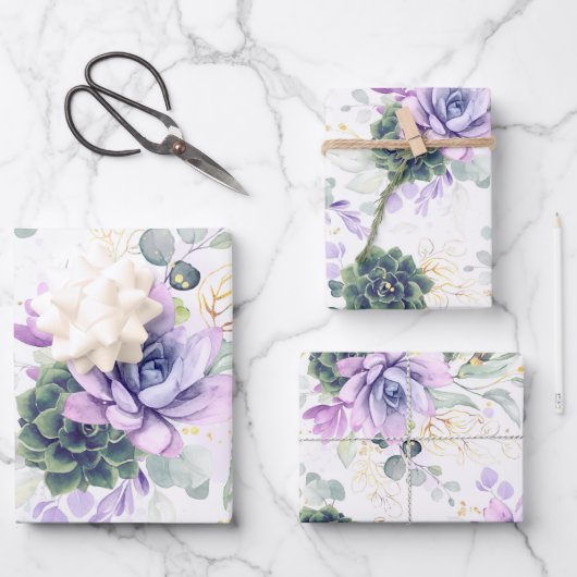 Succulents Greenery and Gold Eukalyptus Blätter (Vorderseite)