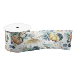 Succulents Greenery and Gold Pumpkins Fall Party Satinband