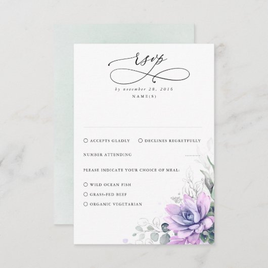 Succulents Greenery and Gold Wedding RSVP (Vorne/Hinten)