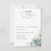 Succulents Greenery and Gold Wedding RSVP Karte (Vorderseite)
