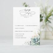 Succulents Greenery and Gold Wedding RSVP Karte (Stehend Vorderseite)