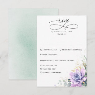 Succulents Greenery and Gold Wedding RSVP Karte