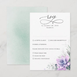 Succulents Greenery and Gold Wedding RSVP Karte