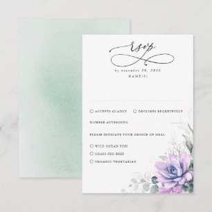 Succulents Greenery and Gold Wedding RSVP Karte