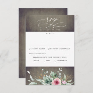 Succulents Greenery and Pink Blume Wedding RSVP
