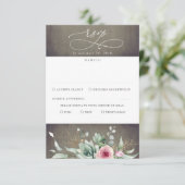 Succulents Greenery and Pink Blume Wedding RSVP Karte (Stehend Vorderseite)